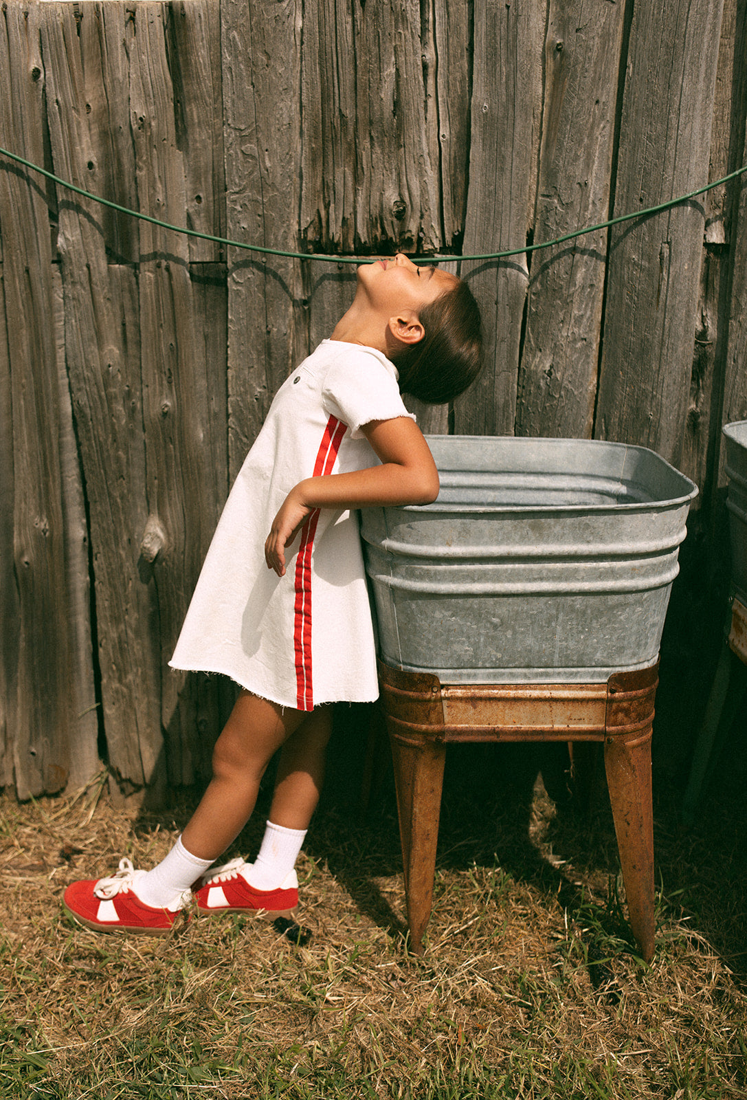 Crew Kids NY Cynthia Dress With Front Pocket And Side Stripe Details For Girls