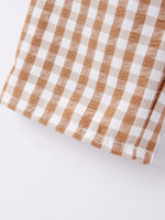 Rylee Faith Designs Fall Boys Thanksgiving Smocking Embroidered Brown Plaid Outfit Set - Apparel & Accessories > Clothing > Baby & Toddler Clothing Outfit