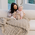 Saranoni double ruched faux fur throw blanket, soft and cozy