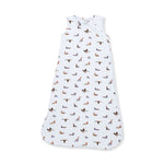 Baby sleep bag in a white American ducks print with two-way front zipper