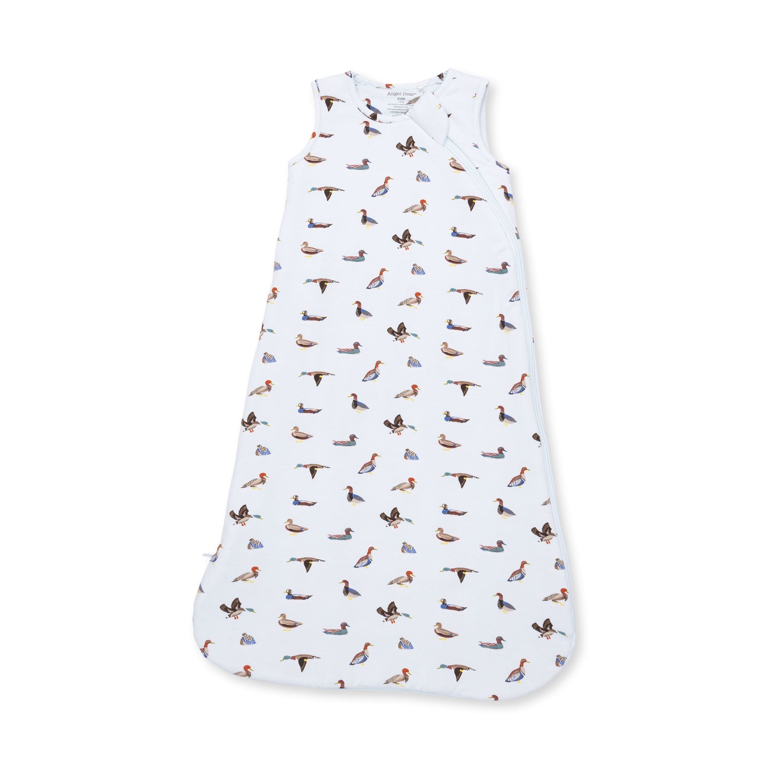 Baby sleep bag in a white American ducks print with two-way front zipper