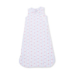 Baby sleep bag in floral stripe print with two-way zipper front and sleeveless armholes