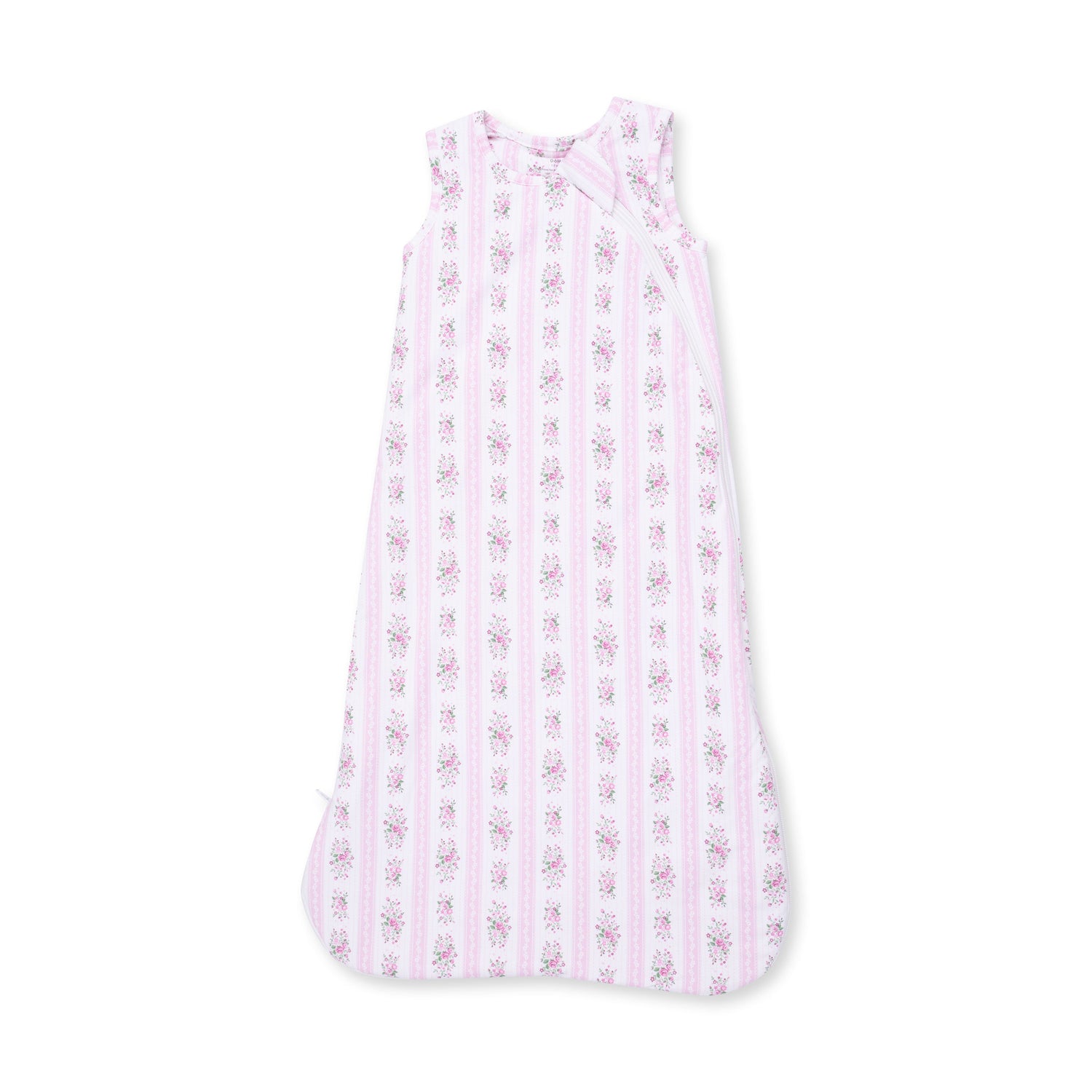 Bella Rose pink striped baby sleep sack in soft viscose from bamboo with a full-length zipper