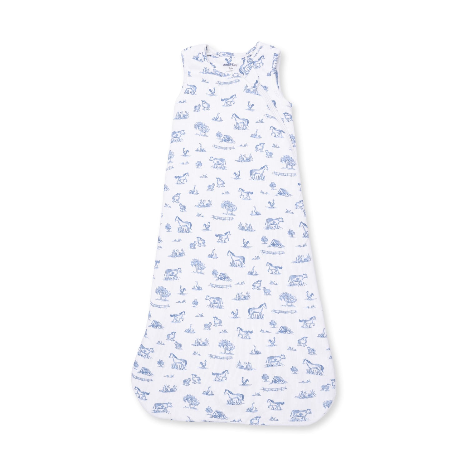 Sleep Bag in ribbed modal with a farm animal print and a full-length front zipper
