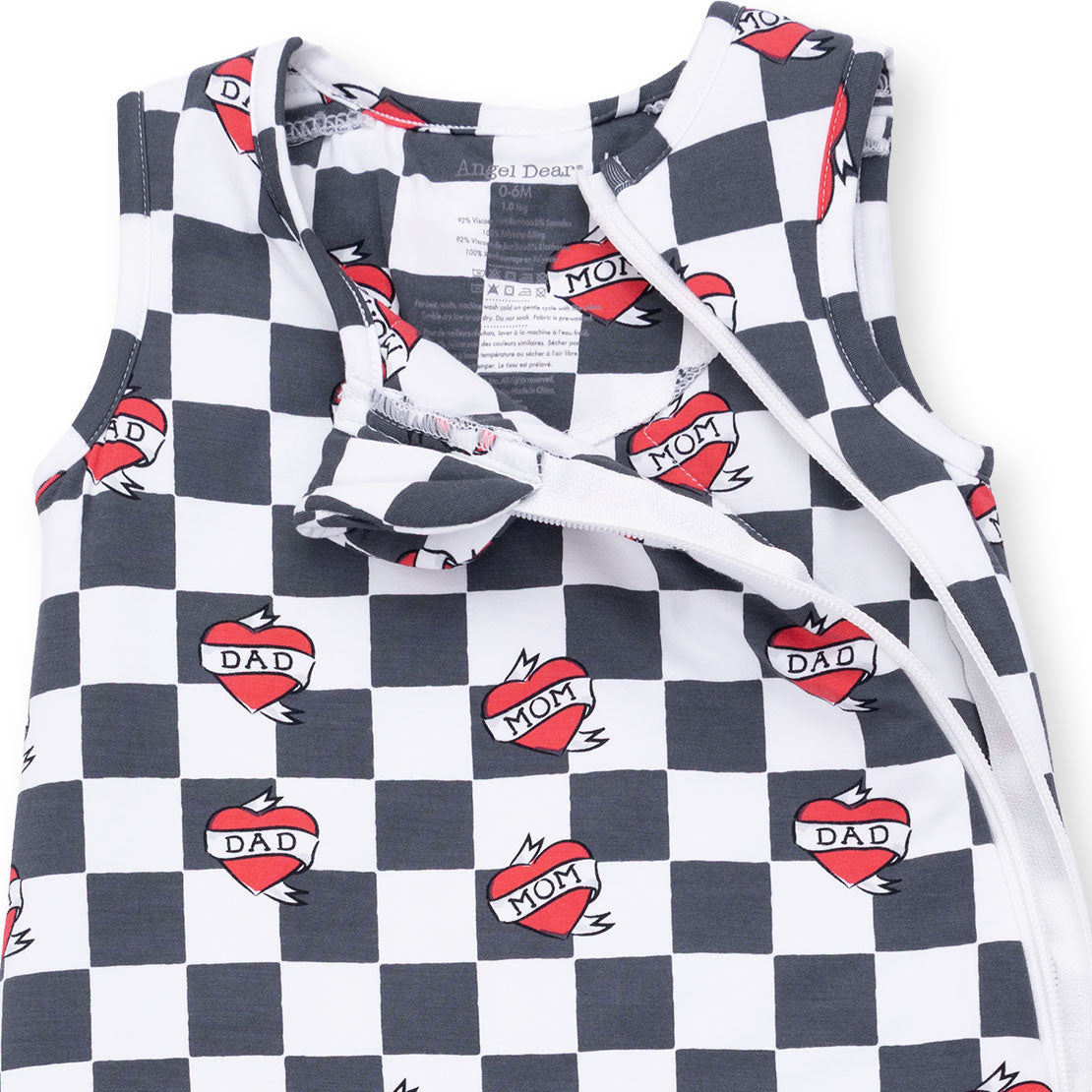 Heart Tattoo Check Black - Sleep Bag by Angel Dear
