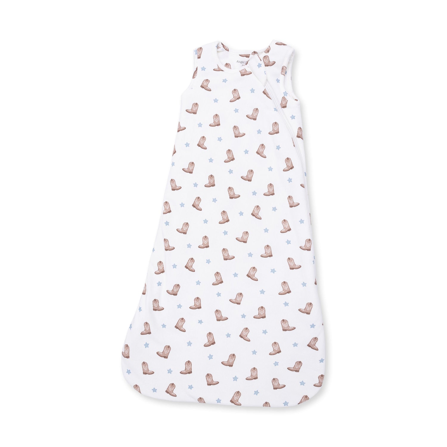 Baby sleep bag in a mini cowboy boots print with a full-length front zipper