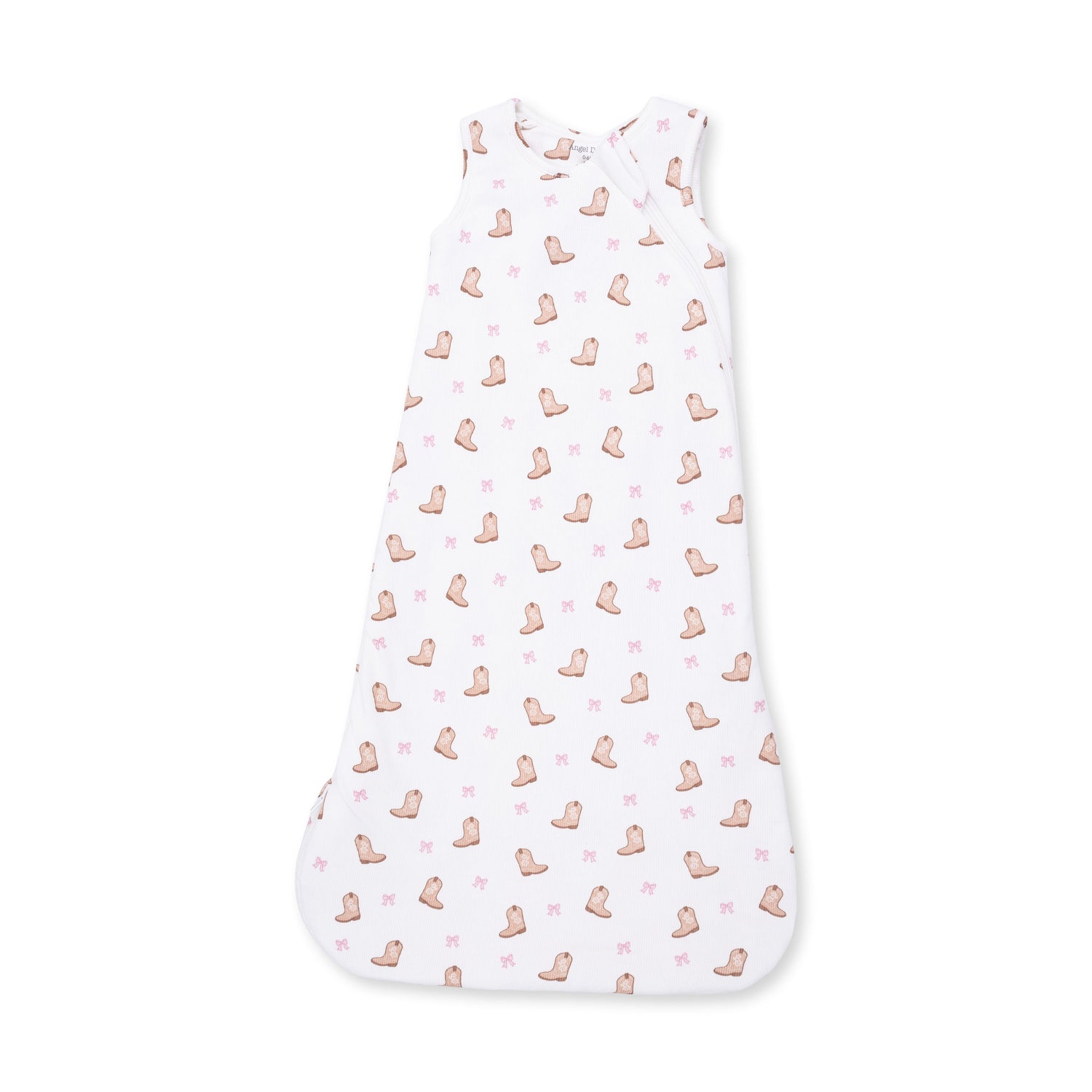 Baby sleep bag in a mini cowgirl boots print with a full-length front zipper