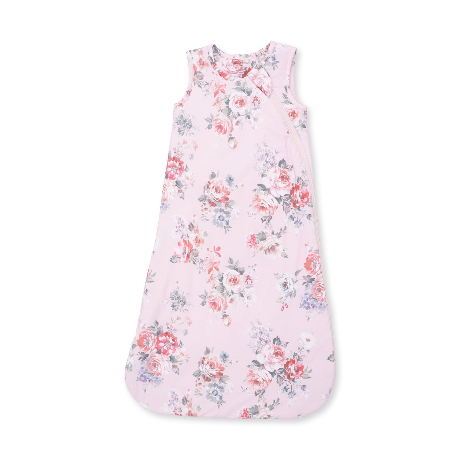 Sleep Bag with a painterly rose bouquet print and full-length two-way zipper