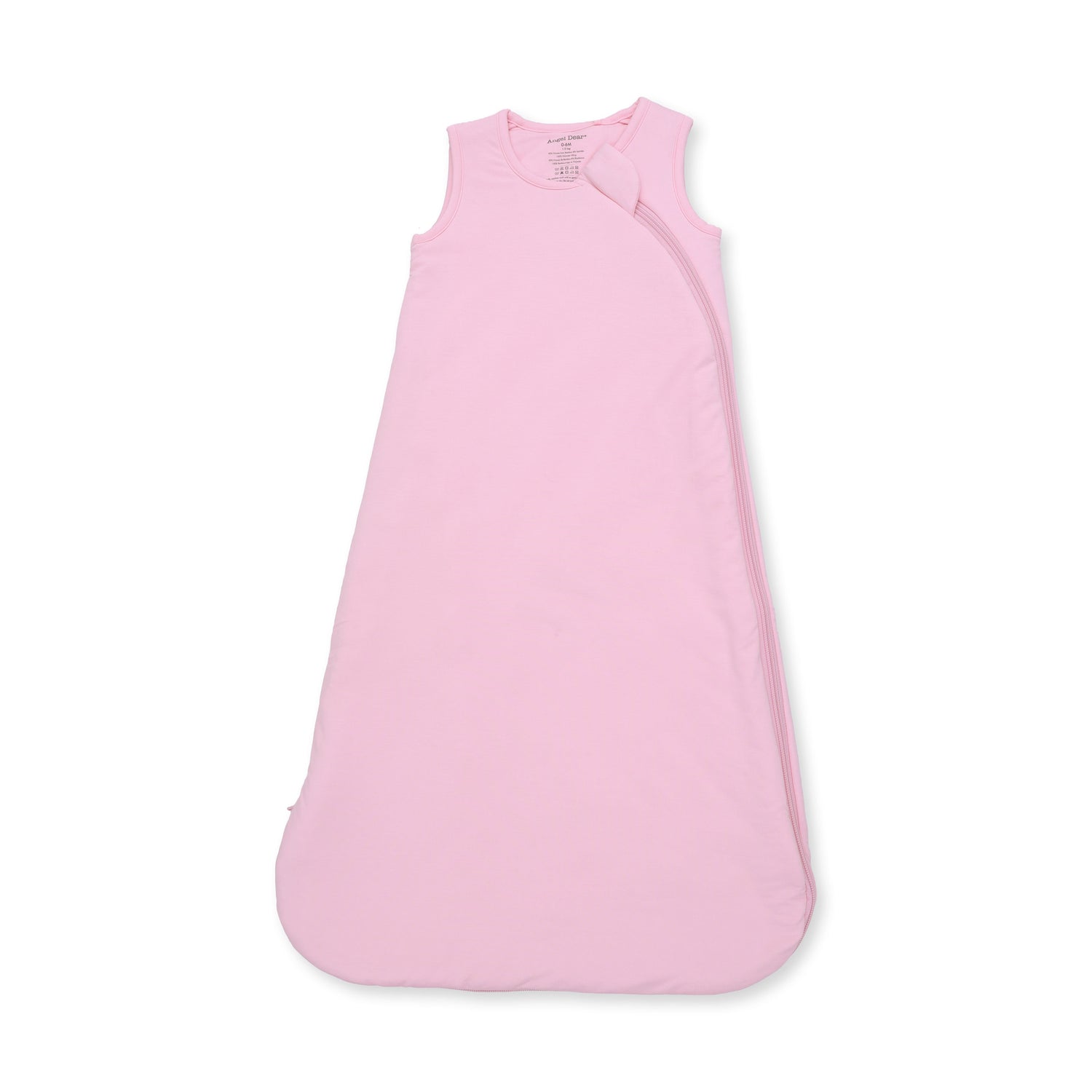 Sleep sack in solid candy pink with a full-length front zipper and sleeveless armholes