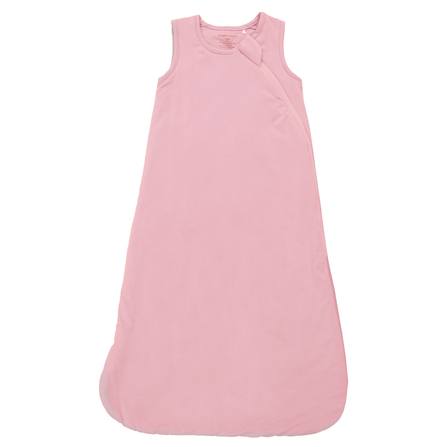 Sleep bag in solid mellow rose with a two-way front zipper and sleeveless armholes