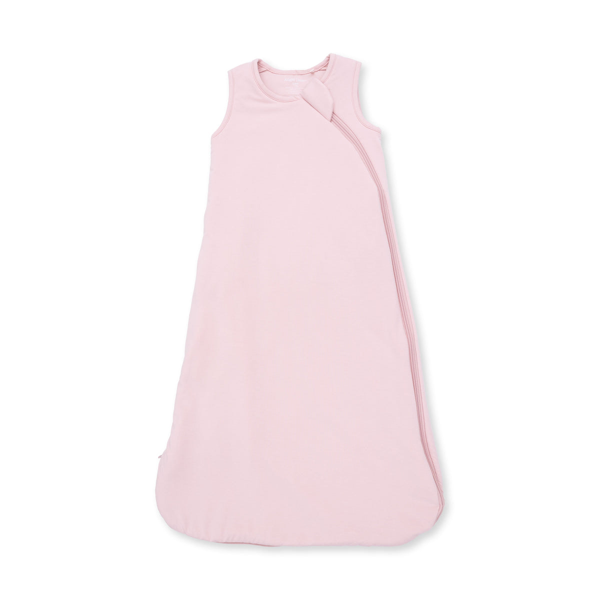 Solid-coloured baby sleep bag with a full-length front zipper and sleeveless armholes