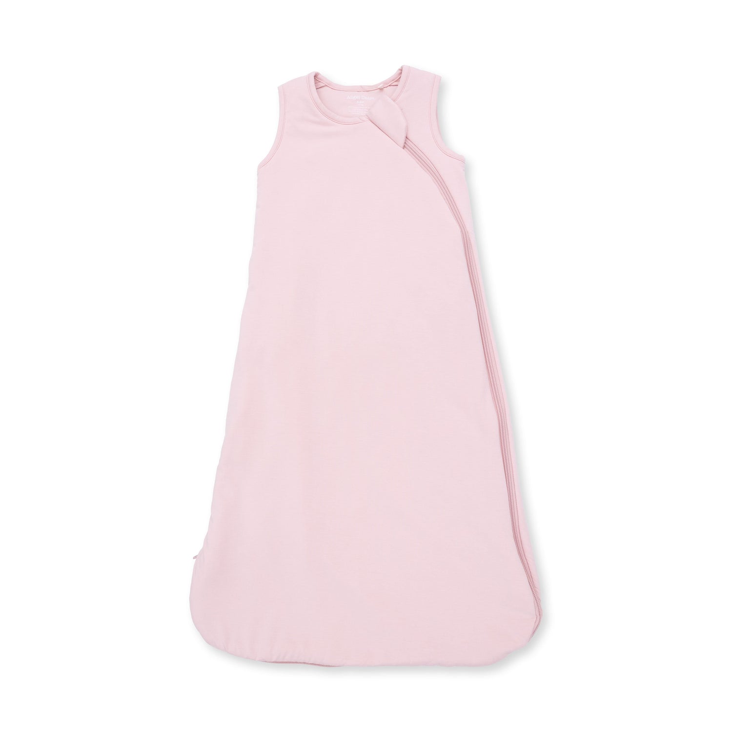 Solid-coloured baby sleep bag with a full-length front zipper and sleeveless armholes