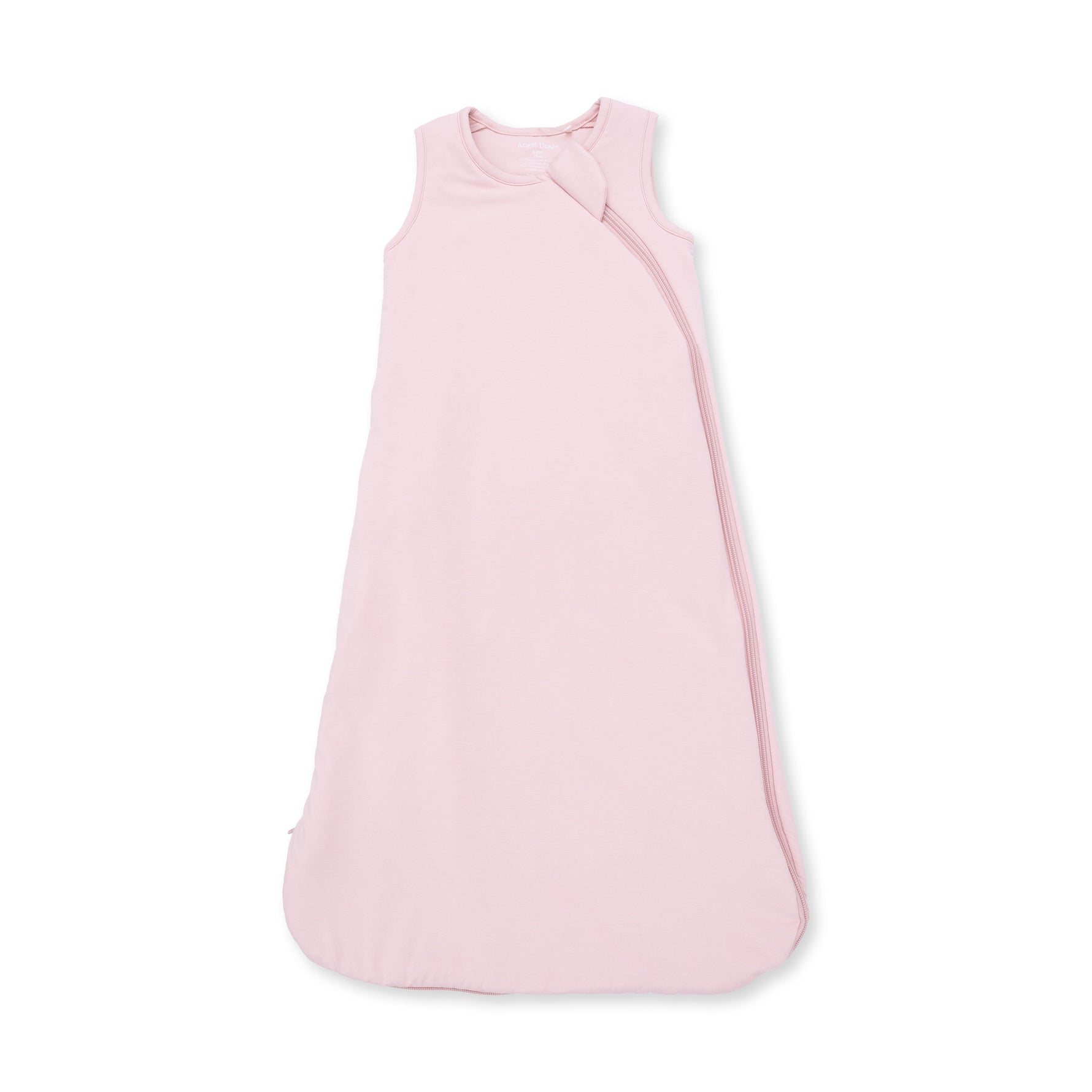 Solid-coloured baby sleep bag with a full-length front zipper and sleeveless armholes