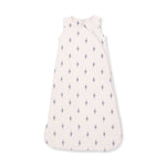 Baby sleep bag with lightning bolt print, zippered front and sleeveless design
