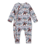 Cowboy Christmas Bamboo Zipper Romper - Convertible Cuffs by Tesa Babe