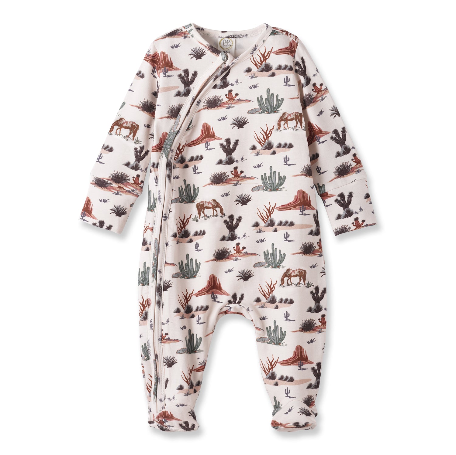 Baby Zipper Romper – Soft Bamboo Cactus Trails Pajamas by Tesa Babe at Everetts Place