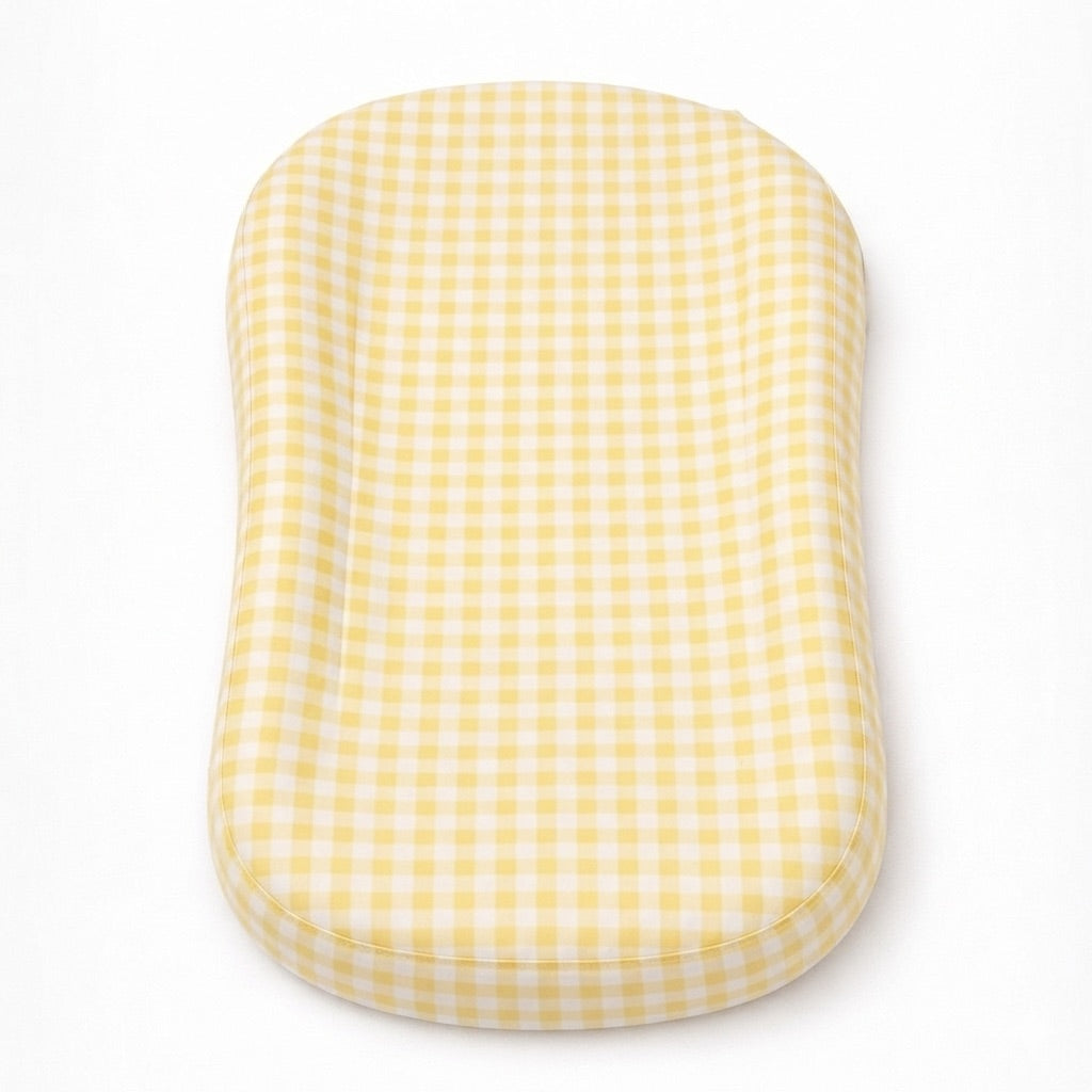 Yellow Gingham Ruffle Baby Lounger Cover by Little Mae & Co