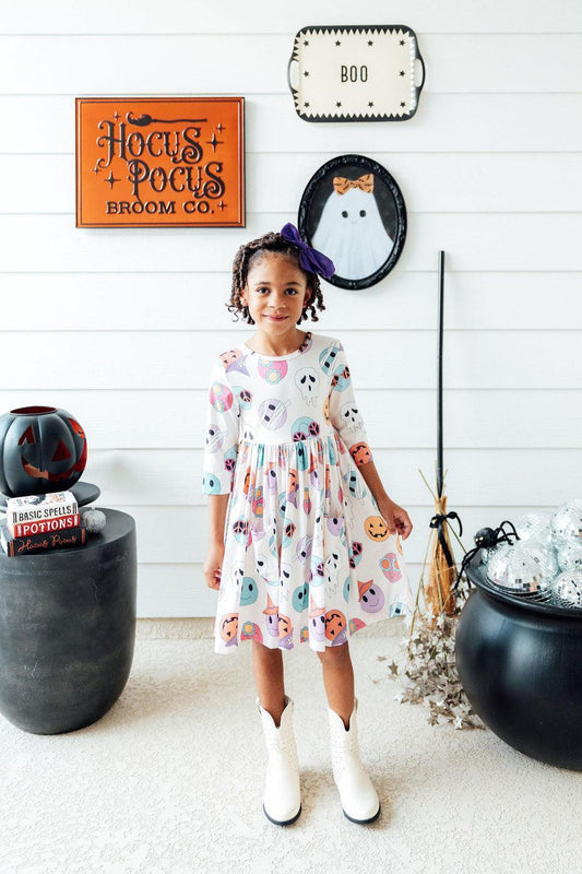 Mila & Rose ® Monster Mash Three Quarter Sleeve Pocket Twirl Dress - Apparel & Accessories > Clothing > Dresses Twirl Pocket Dress 3/4