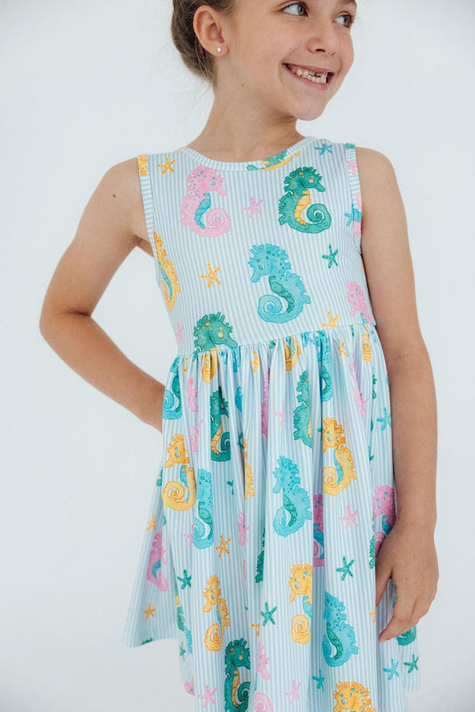 Mila & Rose ® Seahorse Swirl Tank Twirl Dress For Toddler Girls Collection - Apparel & Accessories > Clothing > Dresses Twirl Tank Dress