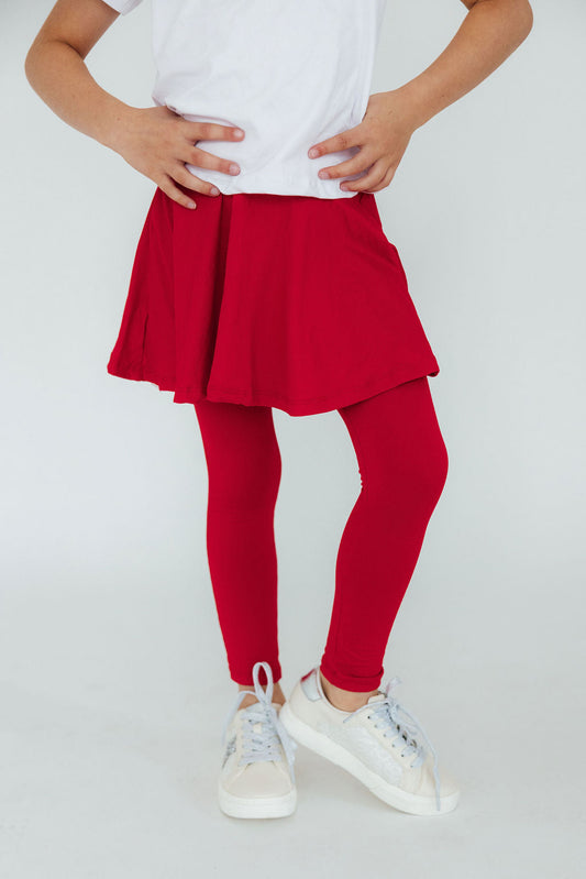 Mila & Rose ® Red Twirl Skegging Girls Skirted Leggings Perfect Playtime - Apparel & Accessories > Clothing > Skorts Skegging