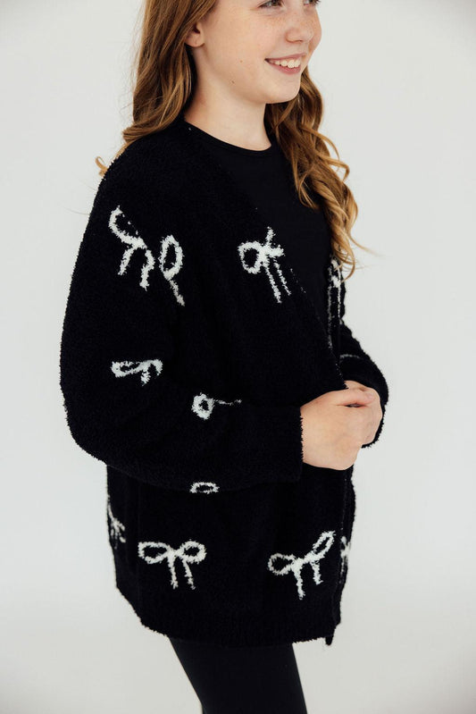 Mila & Rose ® Mila Rose Black Coconut Bow Cozy Cardigan For Girls - Apparel & Accessories > Clothing > Clothing Tops > Cardigans Cozy Cardigan