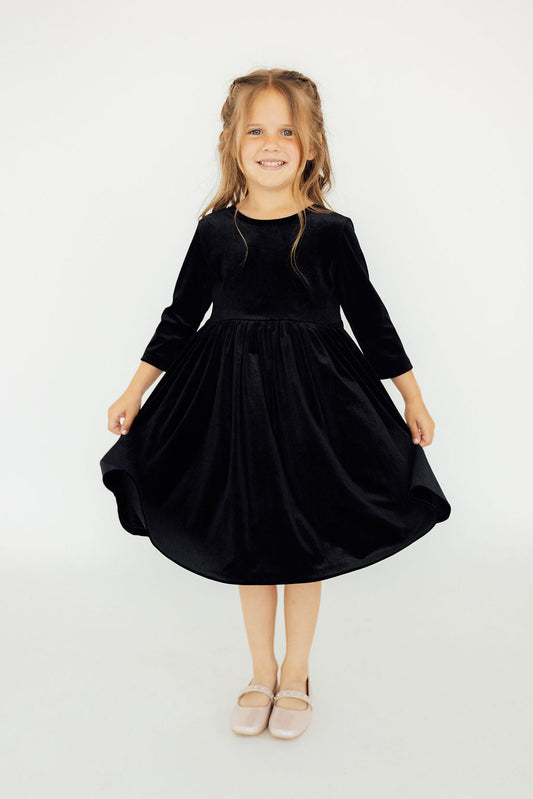 Mila & Rose ® Black Velvet Twirl Dress For Girls With Full Skirt - Apparel & Accessories > Clothing > Dresses Velvet Twirl Dress