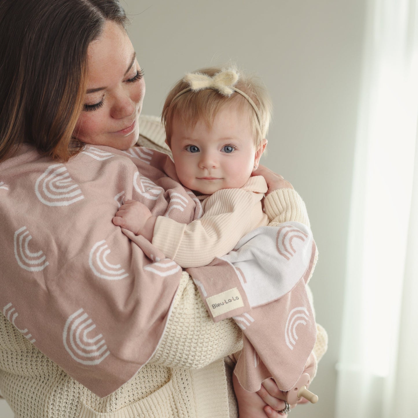Whimsy Collection Luxury 100 Percent Cotton Knit Swaddle Baby Blanket Bleu La La