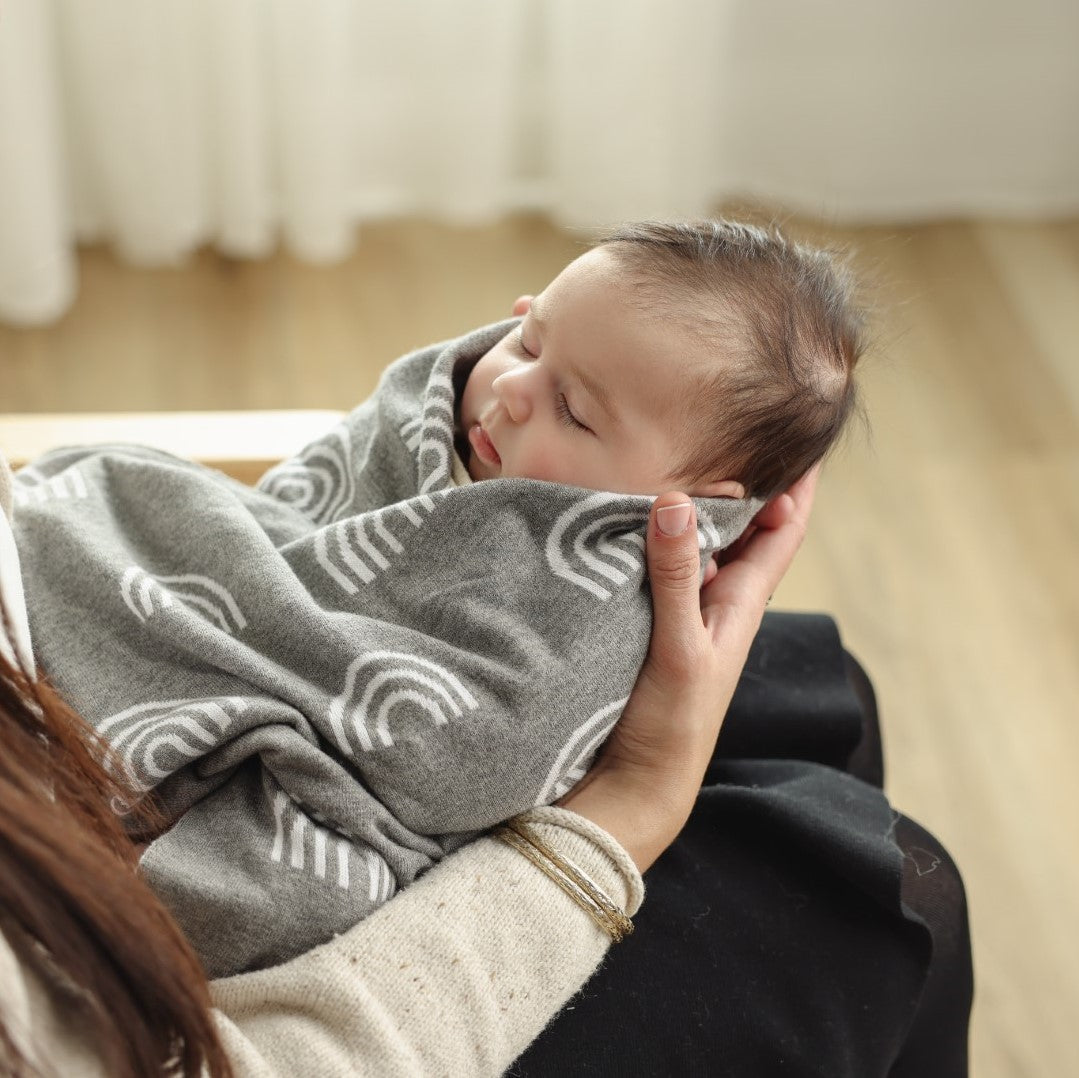 Whimsy Collection Luxury 100 Percent Cotton Knit Swaddle Baby Blanket Bleu La La