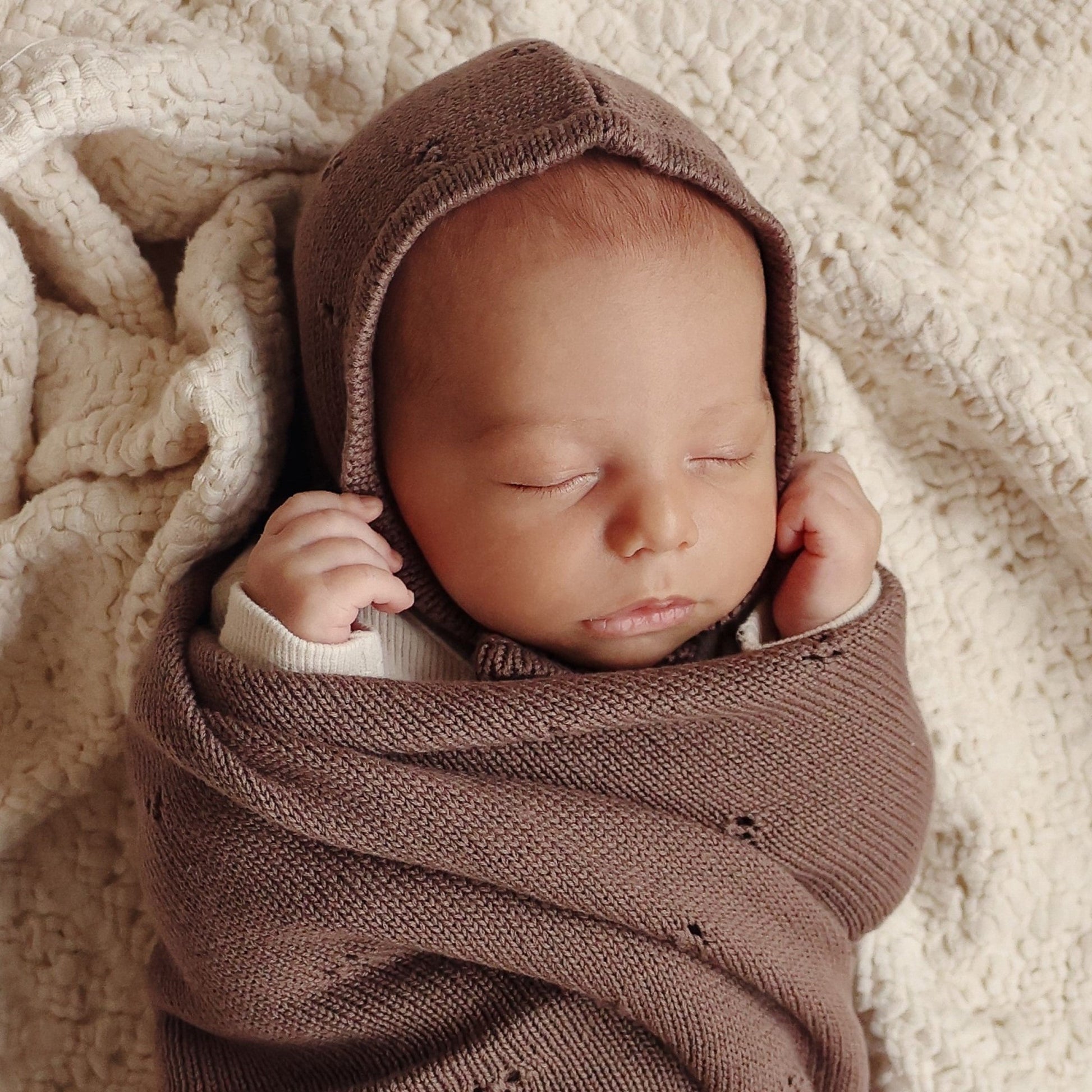 Organic Pointelle Luxury Knit Swaddle Blanket in 100 Percent Organic Cotton Bleu La La
