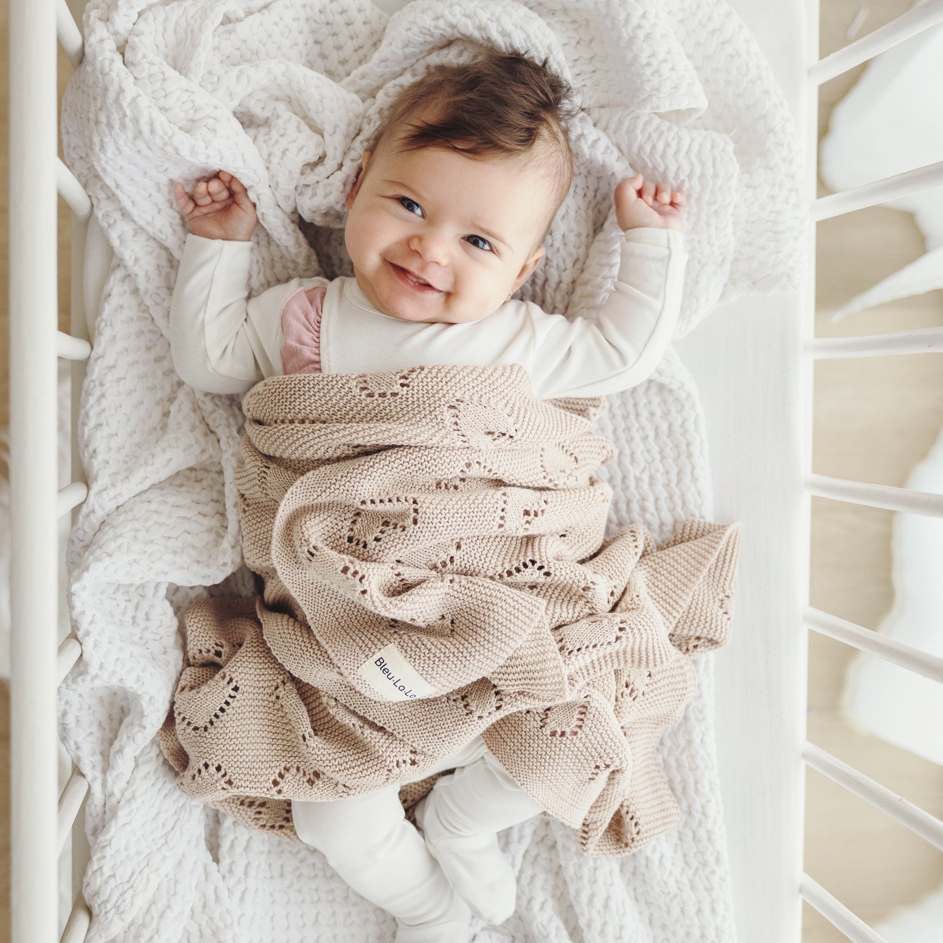 100 Percent Cotton Luxury Knit Heart Swaddle Baby Blanket Bleu La La