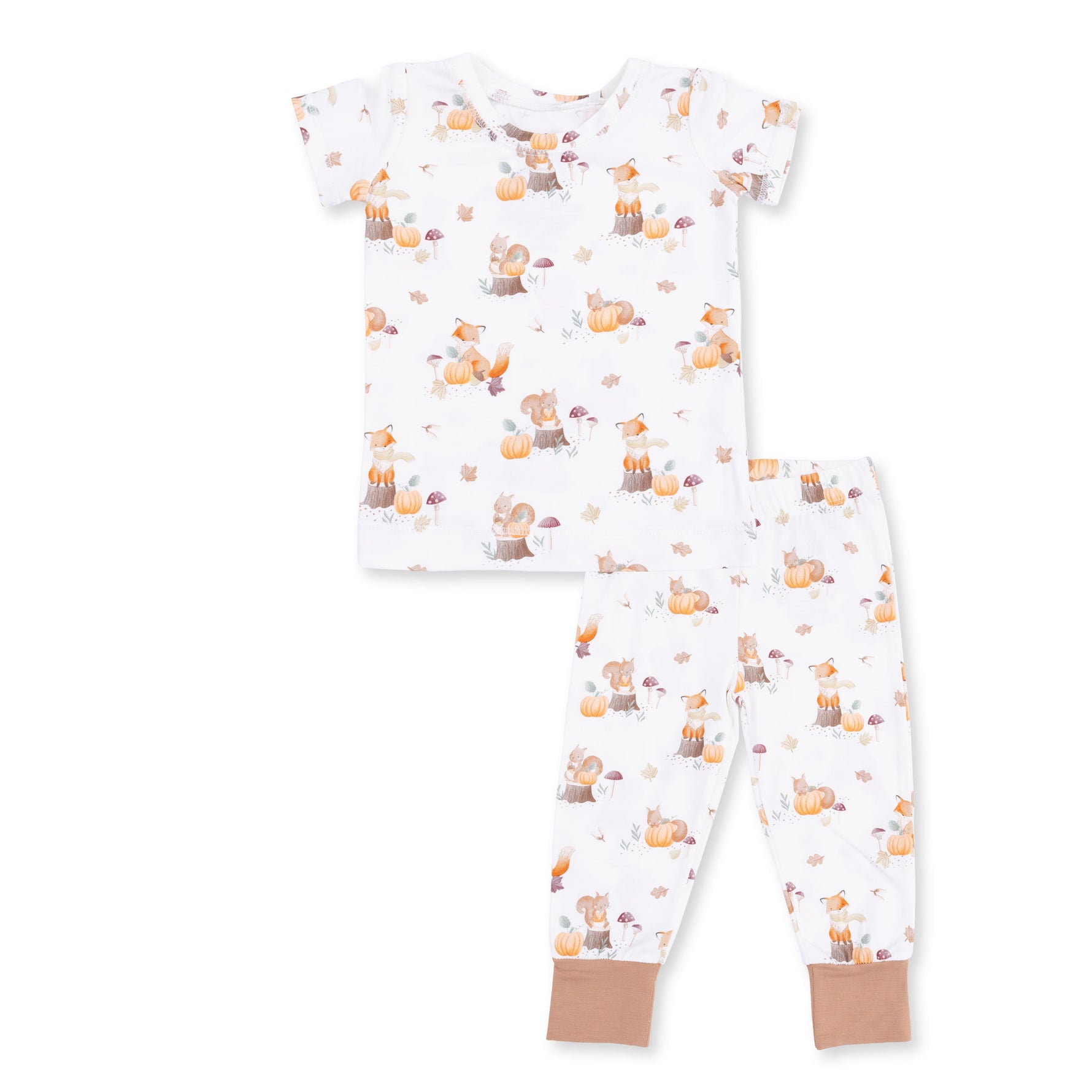 Woodland Animals with Pumpkins - Short Sleeve Loungewear Set by Angel Dear