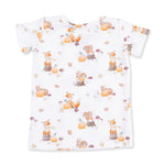 Woodland Animals with Pumpkins - Short Sleeve Loungewear Set by Angel Dear