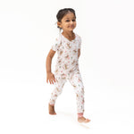 Short sleeve loungewear set with matching pull-on pants in a Cowgirl Cameos print