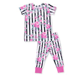 Cabbage Rose Stripe - Short Sleeve Loungewear Set by Angel Dear