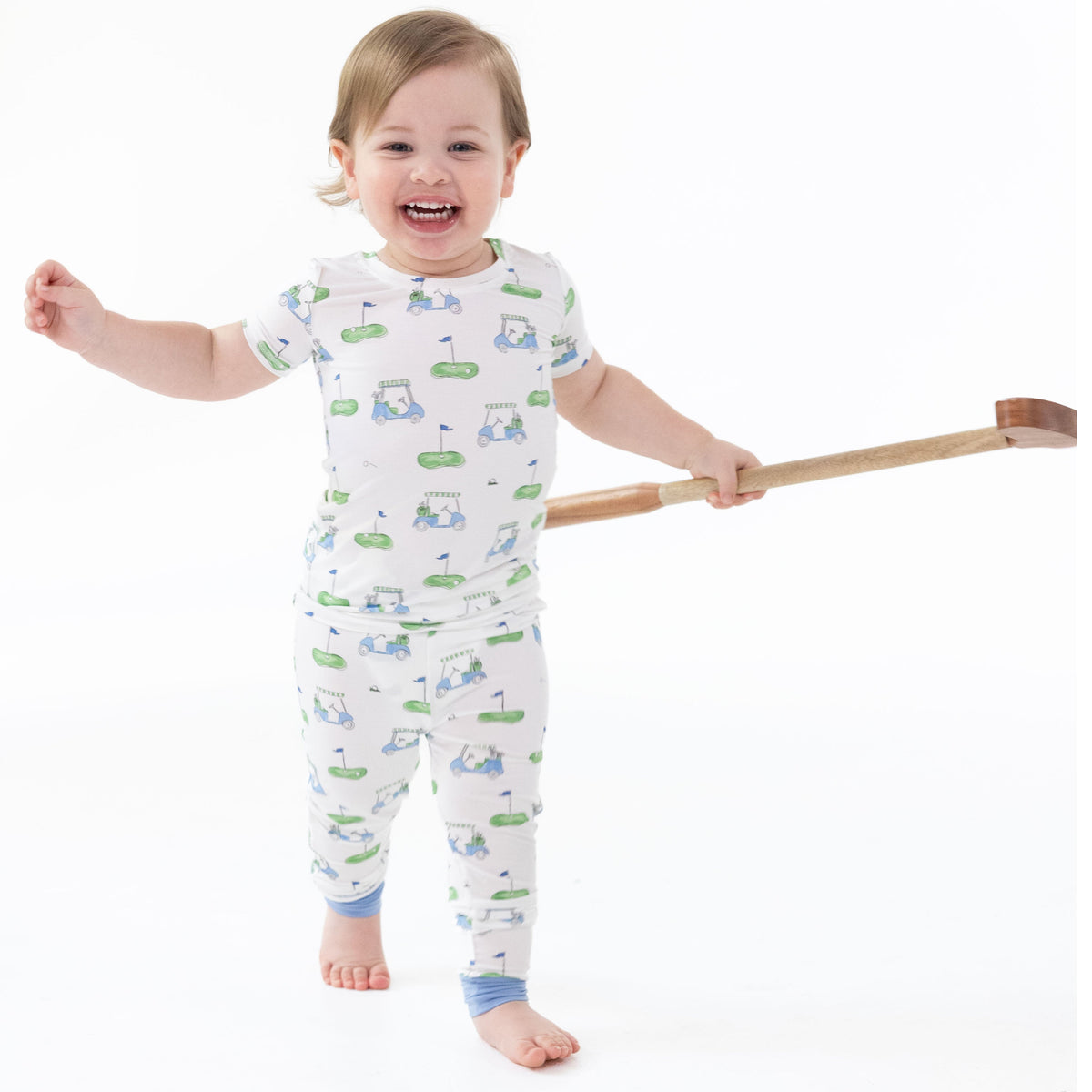 Golf Carts Blue - Short Sleeve Loungewear Set by Angel Dear