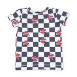 Heart Tattoo Check Black - Short Sleeve Loungewear Set by Angel Dear