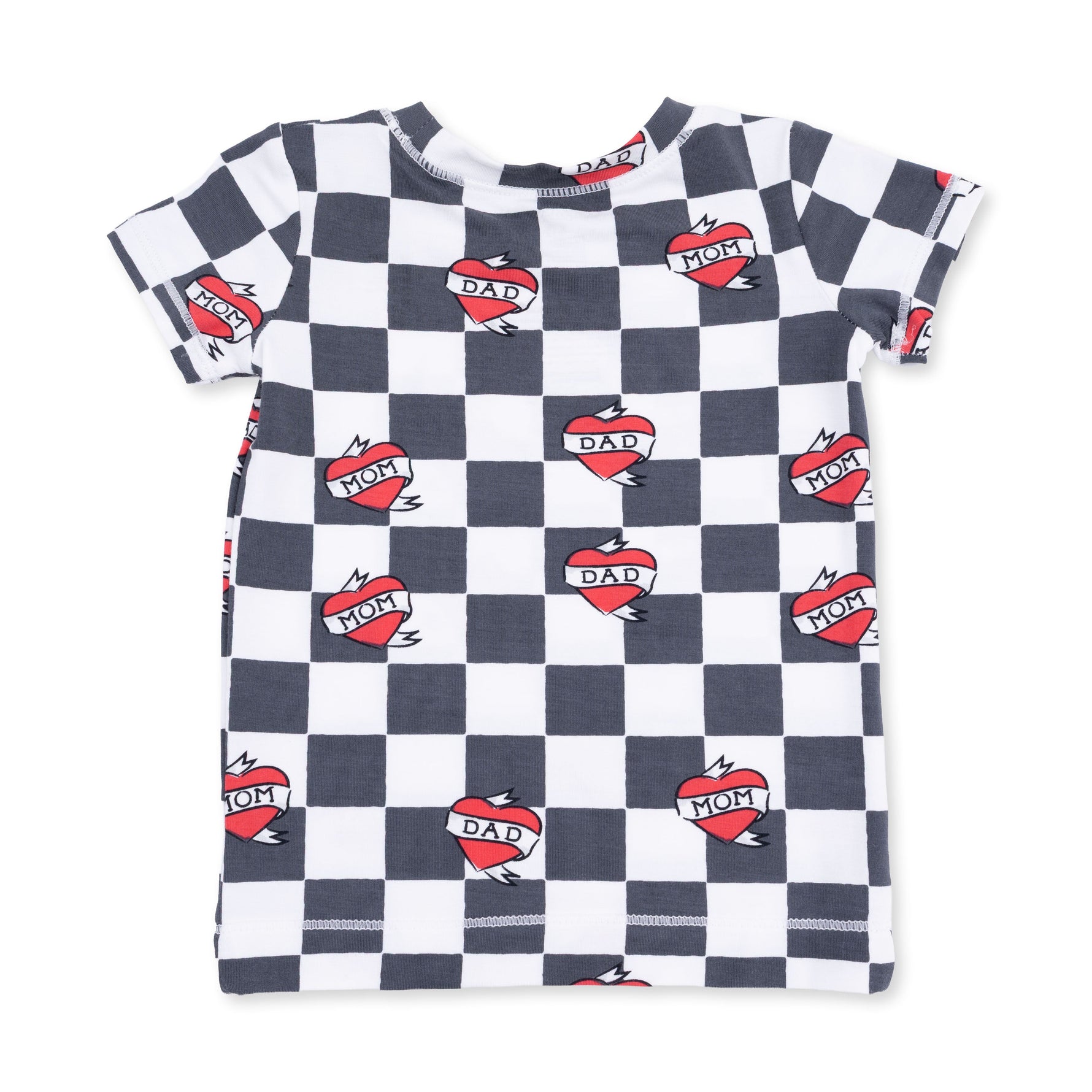 Heart Tattoo Check Black - Short Sleeve Loungewear Set by Angel Dear