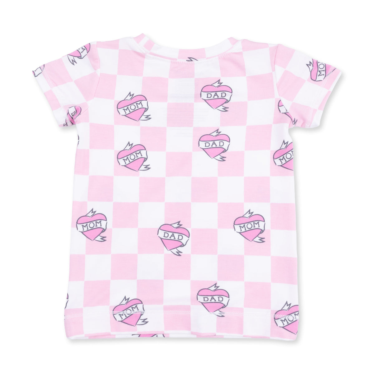 Heart Tattoo Check Pink - Short Sleeve Loungewear Set by Angel Dear