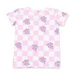 Heart Tattoo Check Pink - Short Sleeve Loungewear Set by Angel Dear