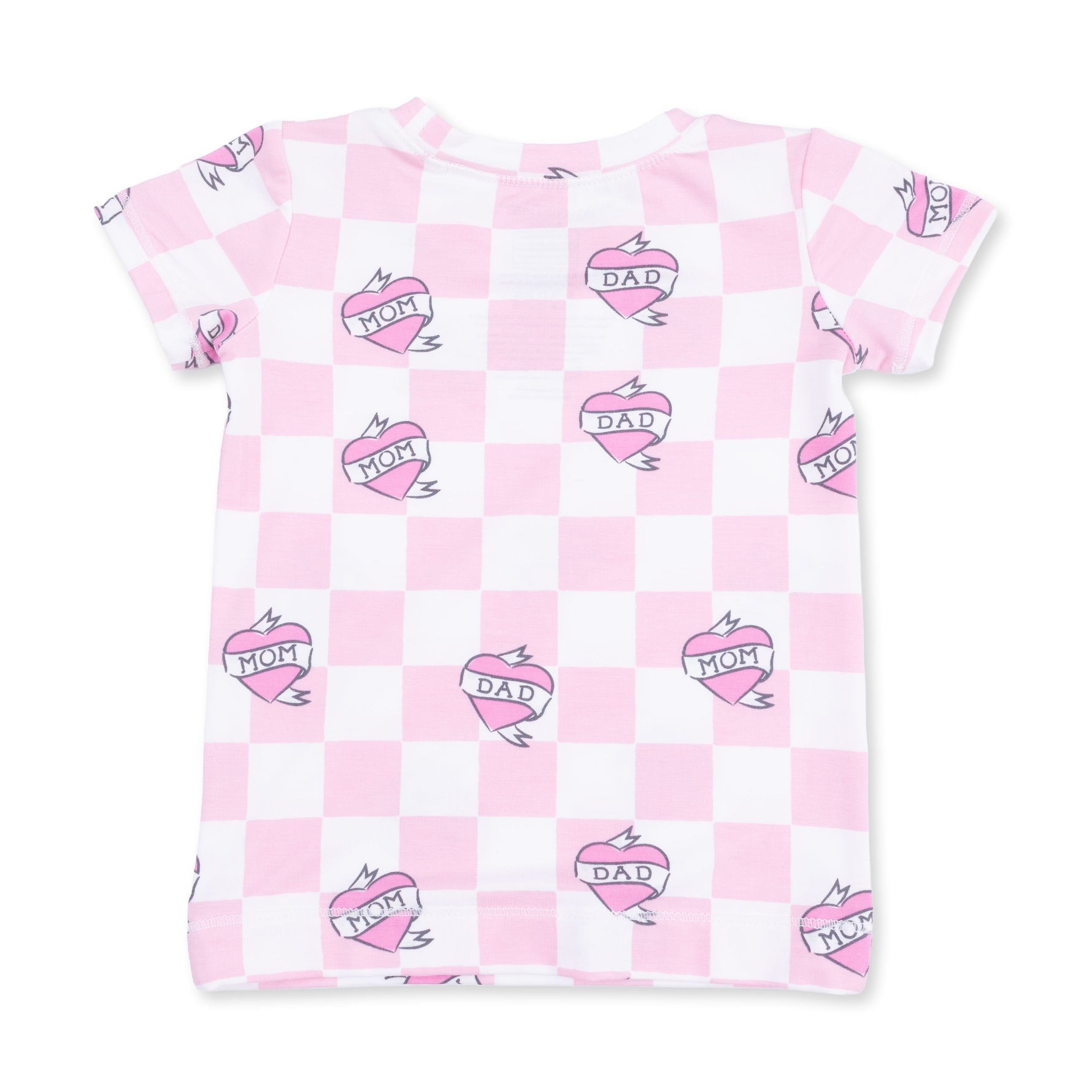 Heart Tattoo Check Pink - Short Sleeve Loungewear Set by Angel Dear