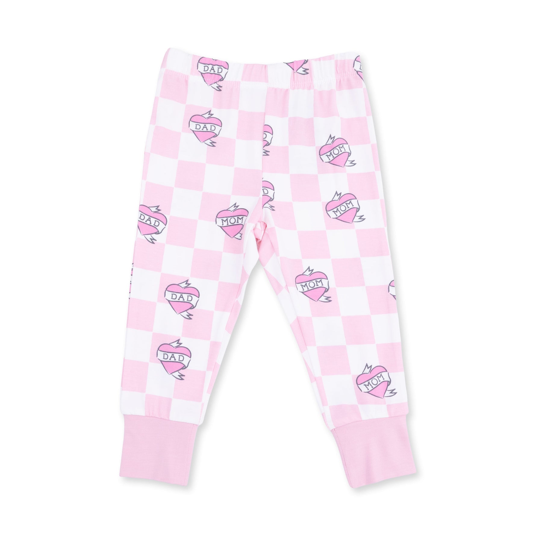 Heart Tattoo Check Pink - Short Sleeve Loungewear Set by Angel Dear