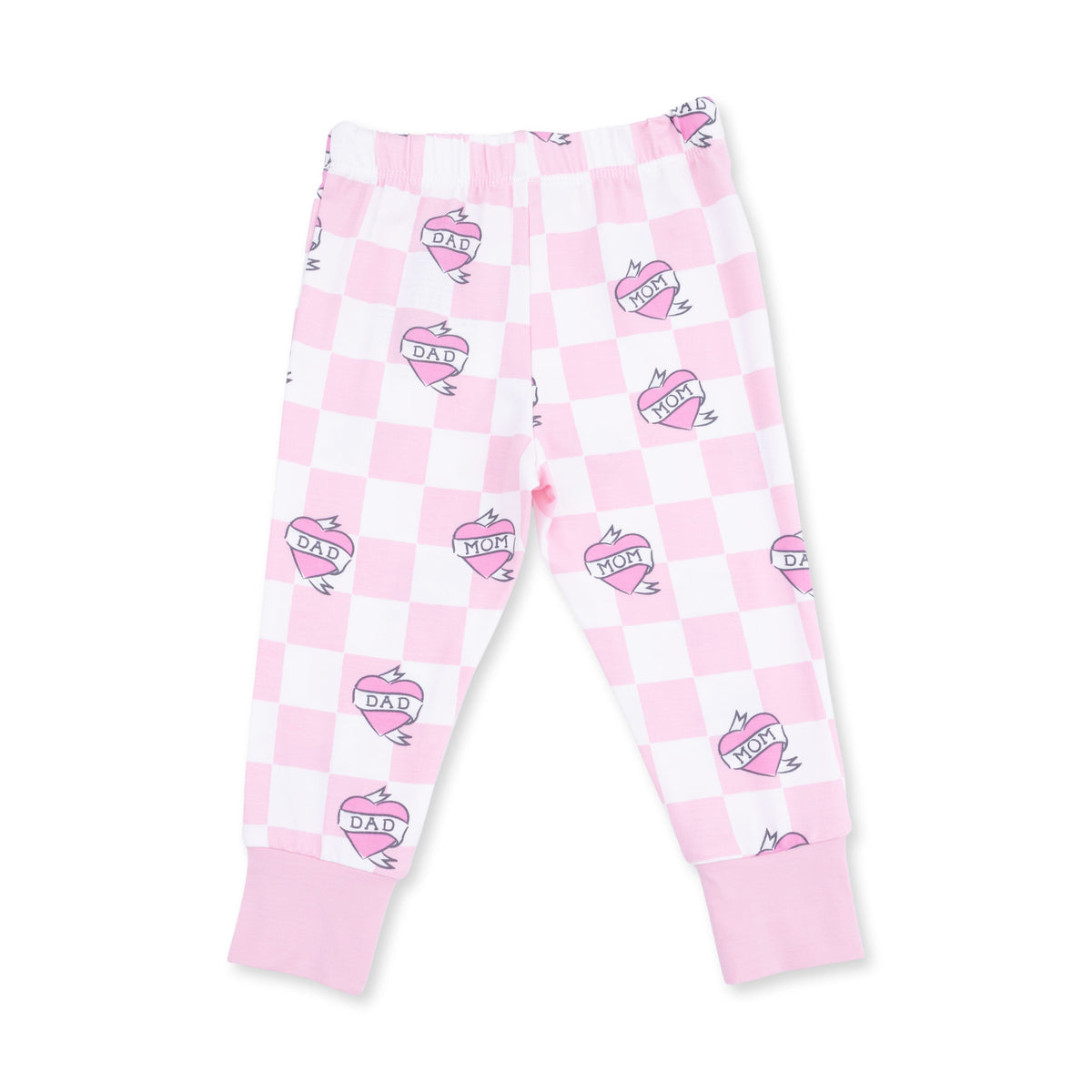 Heart Tattoo Check Pink - Short Sleeve Loungewear Set by Angel Dear