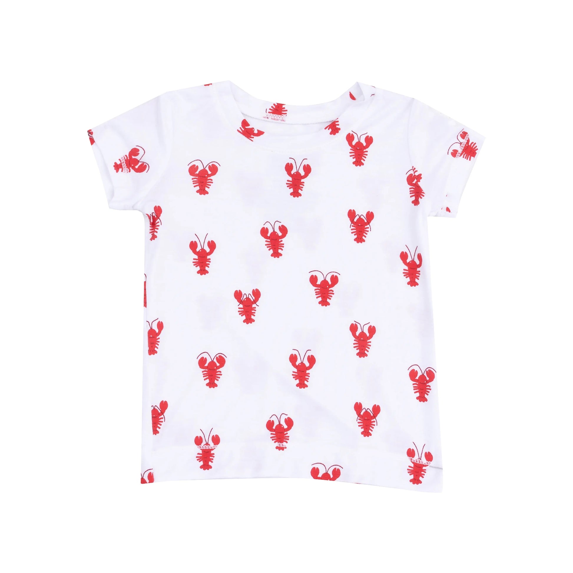 Short Sleeve Loungewear Lobster Bamboo 2 Piece Pajama Set for Kids.