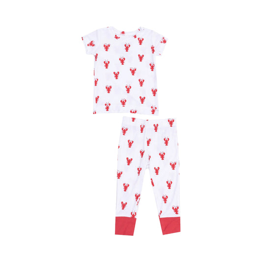 Short Sleeve Loungewear Lobster Bamboo 2 Piece Pajama Set for Kids.