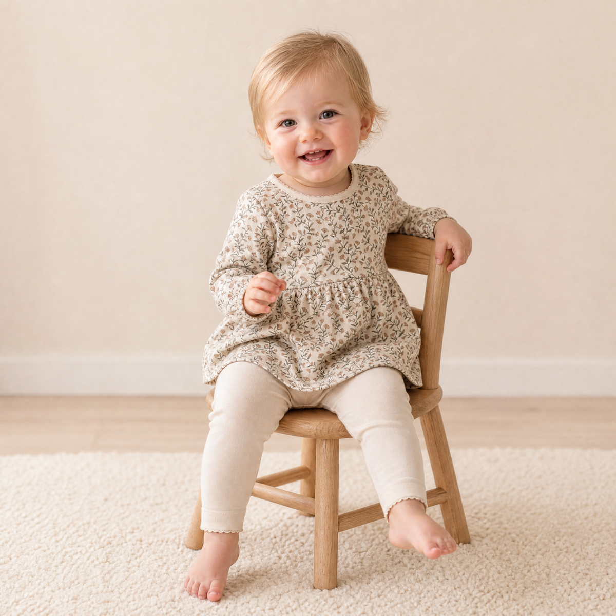 Organic Bodysuit Dress & Leggings Set - Rustbloom by Makemake Organics