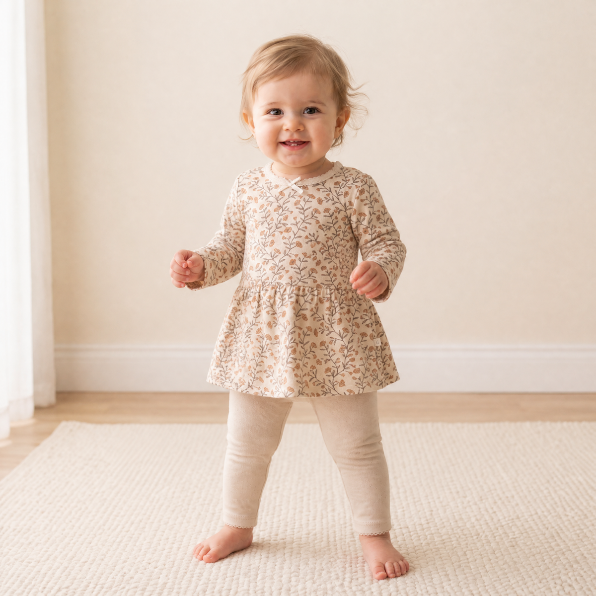 Organic Bodysuit Dress & Leggings Set - Rustbloom by Makemake Organics