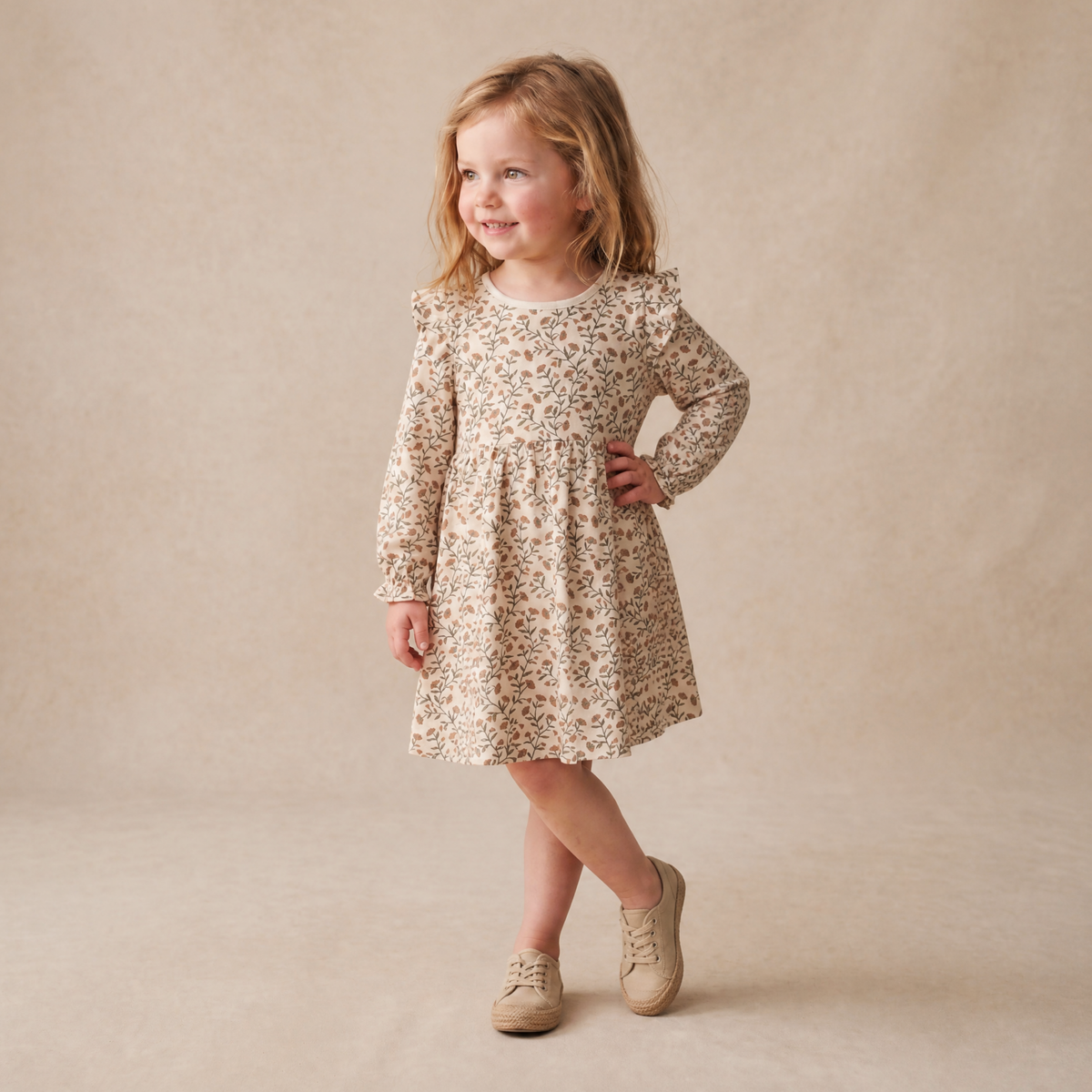 Organic Ruffle Sleeve Dress - Rustbloom by Makemake Organics