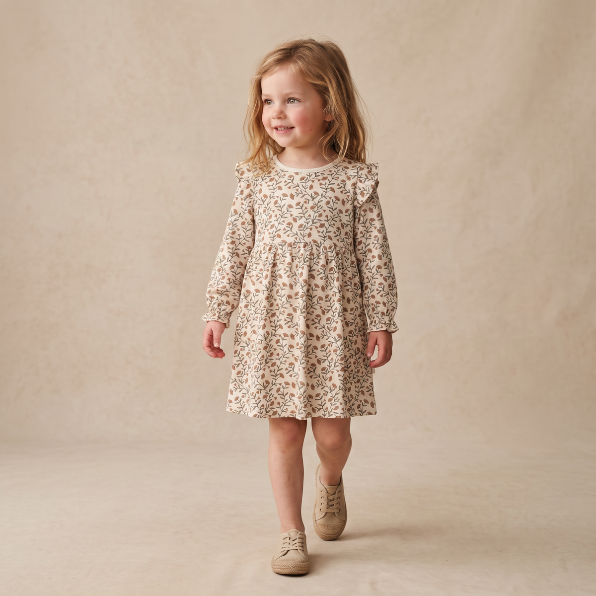 Organic Ruffle Sleeve Dress - Rustbloom by Makemake Organics