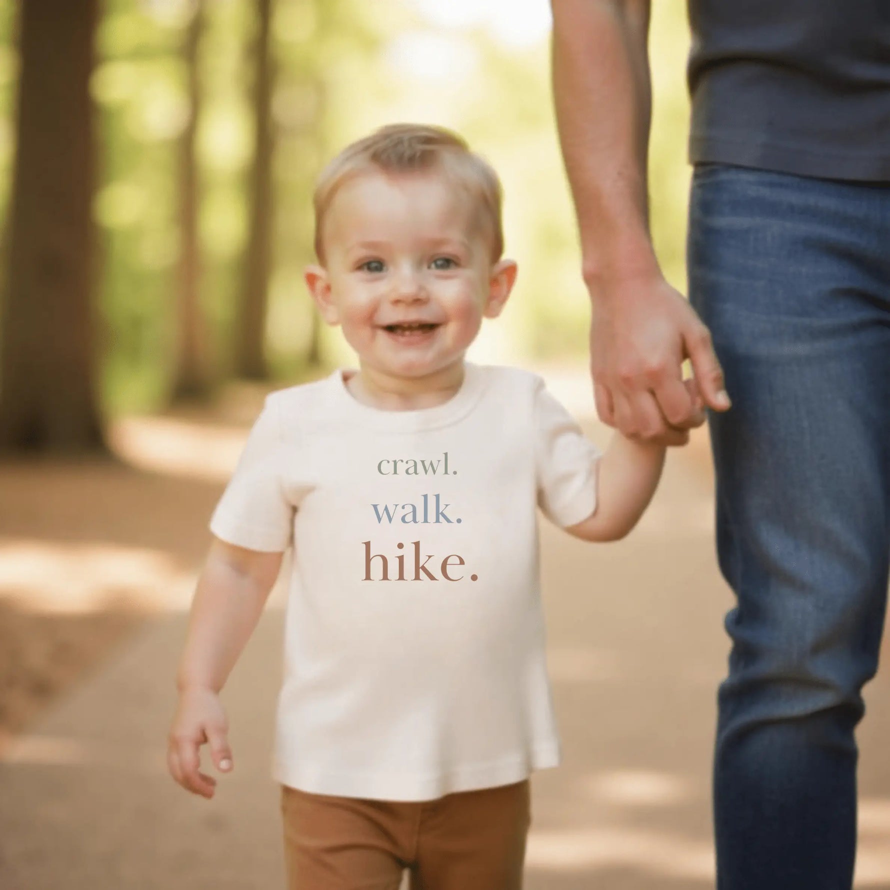 Crawl Walk Hike Organic Graphic Tee For Toddlers By Finn And Emma Adventure Ready Finn + Emma 