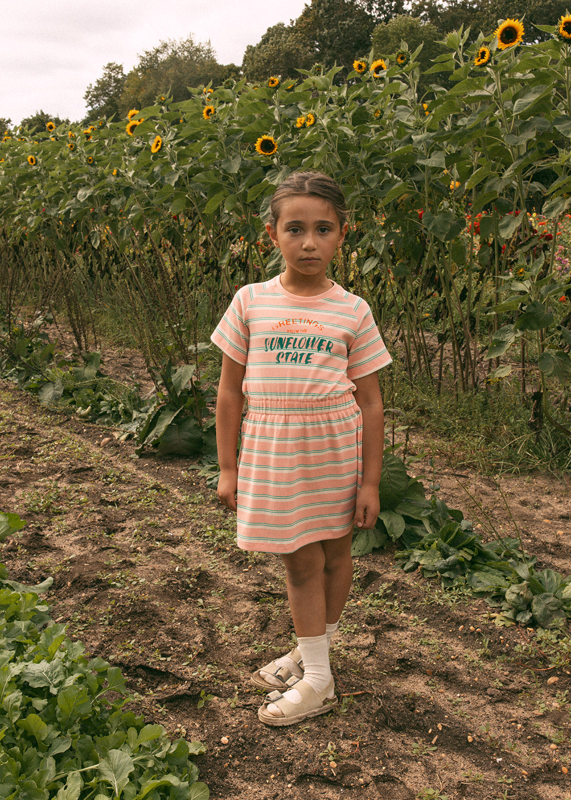 Crew Kids NY Piper Dress With Elastic Waist Front Text Detail For Girls